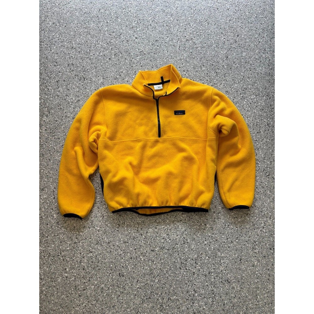LL Bean Yellow Fleece Jacket Sz L Unisex 90s Vintage
